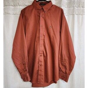 Nordstrom SmartCare Vtg Burnt Orange Shirt L Logo Boat Chest Made In Hong Kong